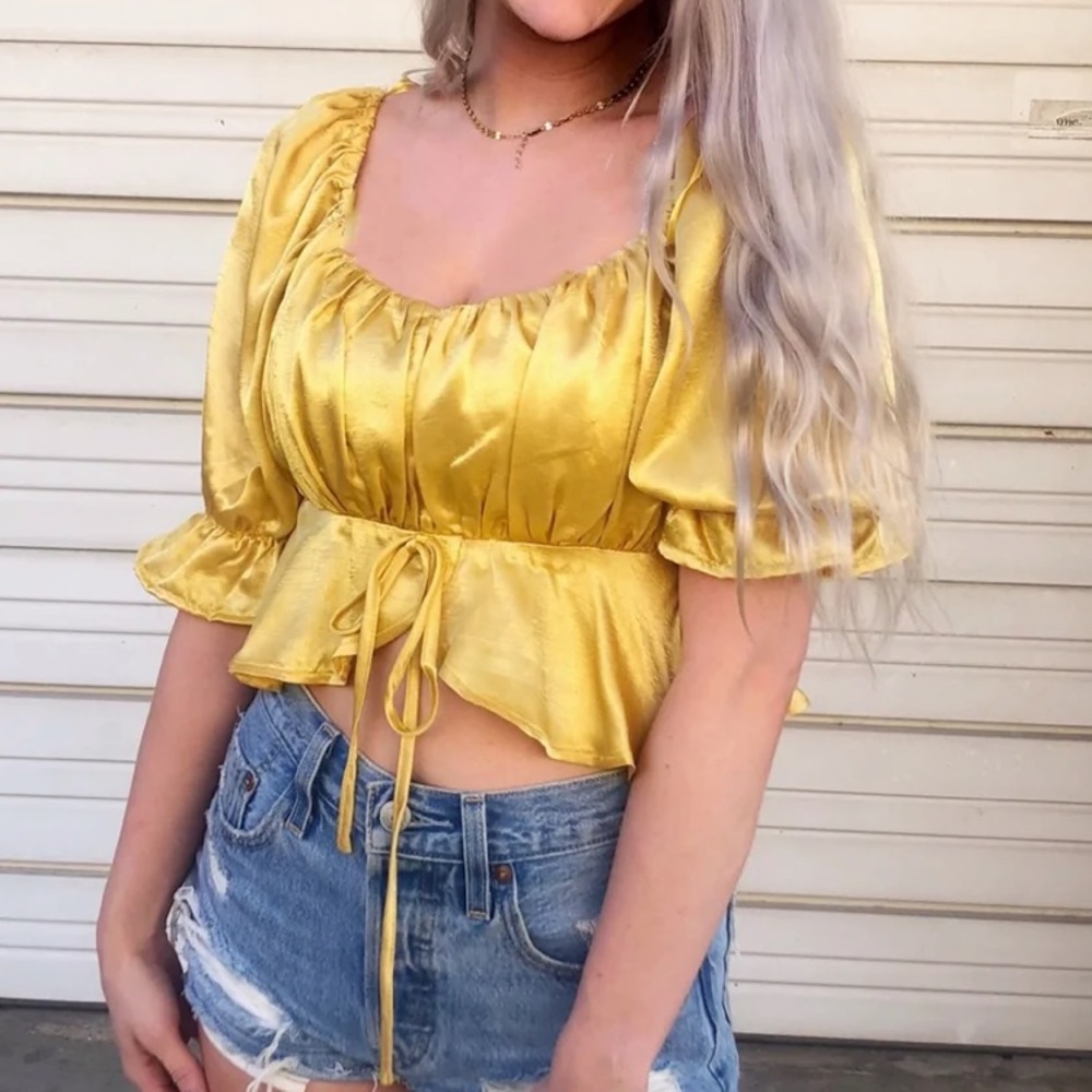 Marigold Crop Puff Sleeve